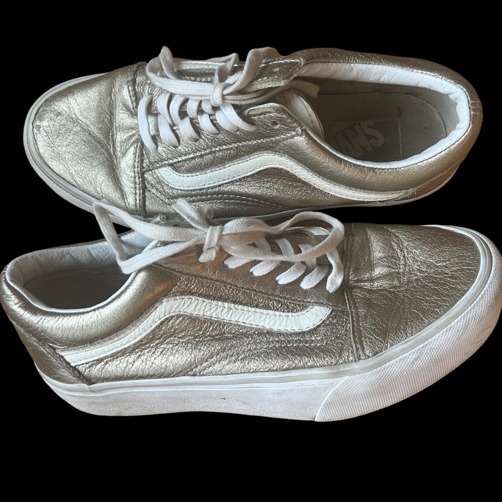Metallic Crome gold platform vans